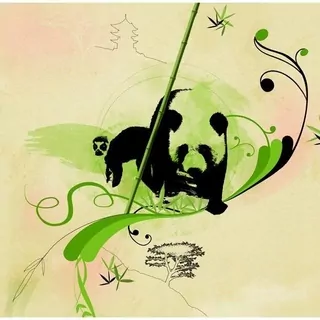 FOTOTAPETA 400 × 309 +LEPIdlo, Panda, zelená, maľovaná