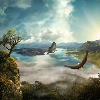 FOTOTAPETA 400 × 309 +LEPIdlo, Fantasy pohľad, jazero, let