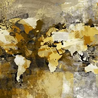 FOTOTAPETA 400 × 309 +LEPIdlo, Žltá mapa sveta LOFT
