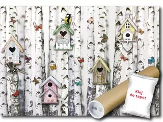 Fototapeta - Nástenné nástenné maľby Flizelina Las Cottage Bird Butterfly 254x184
