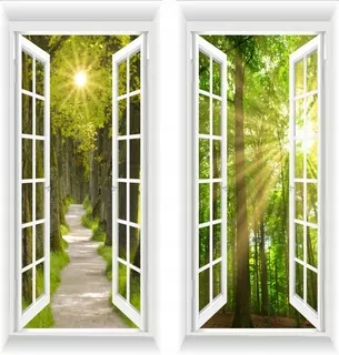 FOTO NÁSTENNÉ OKNO 3D LESNÉ STROMY PRÍRODA 100 X 230cm