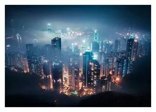 Fototapeta 3D Hong Kong mesto v noci