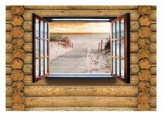 Fototapeta - Nástenné nástenné Maľby 3D Board Board Imitácia Pláž 416 × 254