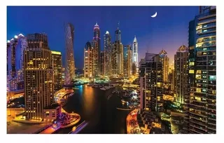Fototapeta - Nástenný výjav City na 3D noci Dubaj Moderný 368 × 254