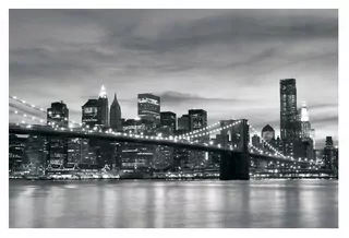 Fototapeta - Nástenné most Bridge City v noci New York 3D 312 × 219