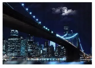 Fototapeta - Nástenný výjav Bridge výhľadom na mesto v noci obývačka 3D 312 × 219