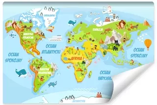 Fototapeta Mapa sveta Cartoon Science 3D 300 × 210