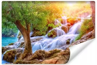 Fototapeta Slnko Zelená Vodopád Efekt 3D 368 × 254