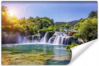 Fototapeta - 3D Wall WATERFALL Forest Landscape 368x254