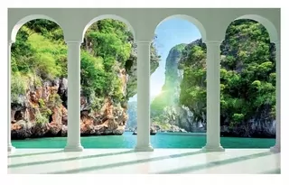 Fototapeta - Nástenný výjav Waterfall. Výhľad z terasy 3D. 3D. 312 × 219