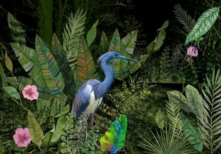 Samolepiaca fototapeta Modrý vták v tropickej džungli 30