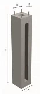 Základ D22/150 má rozstup kolíkov 22 cm x22 cm, výšku 150 cm a hmotnosť 255 kg
