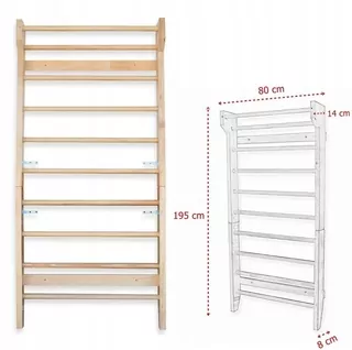 Solid drevený gymnastický rebrik pre cvičenie a rehabilitáciu 195 cm