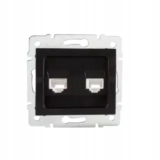 Počítačová zásuvka dvojité 2x RJ45 CAT 5e Jack Logi KANLUX čierna matná