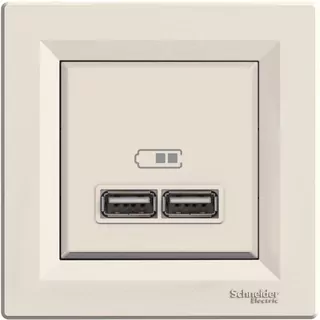 Zásuvka - ZÁSUVKOVÁ NABÍJAČKA 2x USB SCHNEIDER ASPHORA KRÉM