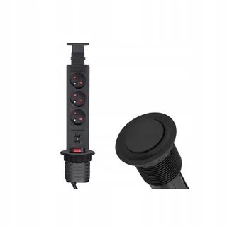 Nábytková vertikálna zásuvka s 2xUSB - 3 × 230V
