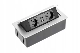 Stolný predlžovací kábel SOFT zapustený obdĺžnikový 2 zásuvky s kolíkom + 2 vstupy USB