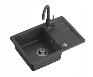 Kuchynský drez - Go-Smart Black umývadlo GRANITE 62X44 s batériou
