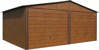 Plechové garáže 6x5 plechov ako orech Drevo