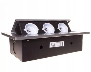 Zásuvka zapustená do pracovnej dosky 3 × 230V AC strieborná OR-AE-1335/G