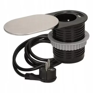 Nábytková zásuvka vstavaná do pracovnej dosky 1X2P+Z Posuvné veko USB nabíjačka kábel 1,9 m