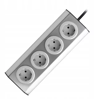 Nábytková, kuchynská zásuvka na suchý zips 4 × 2P+Z INOX s káblom 1,5m.