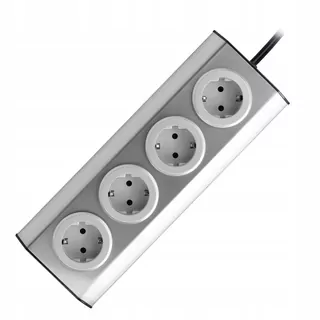 Nábytková, kuchynská zásuvka na suchý zips 4 × 2P+Z schuko, INOX s káblom 1,5m
