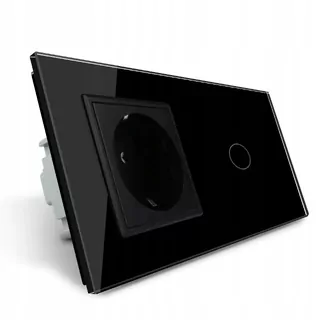 Zásuvka 16 A + jeden dotykový vypínač so skleneným panelom LIVOLO Čierna – Black VL-C701EU-62 cz