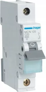Hager, MCB nadprúdový istič 6kA 1P C 20 A, MCN120E