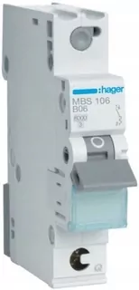 Hager, MCB nadprúdový istič Icn=6000 A 1P B 6 A QuickConnect, MBS106