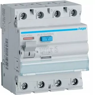 Diferenciálny istič Hager 4P 25 A 0,03 A AC CDC425J