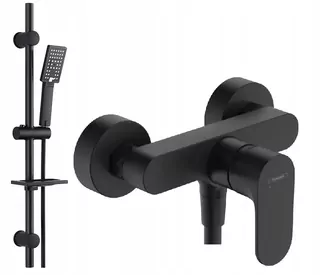 Čierna sprchová batéria Hansgrohe Rebris S + sprchová súprava Reihe Cubic CUB-ZND-BL