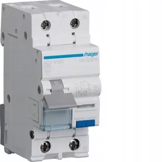 HAGER ADC916D - Prúdový chránič s nadprúdovým článkom 1P+N 6kA B 16 A/30mA Typ AC