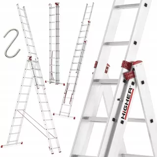 Vyšší rebrík 7,55 m hliníkový 3 x 3 do 150 kg