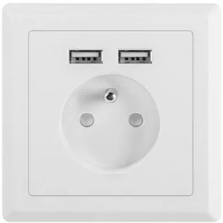Zásuvka na zásuvku 230 V SINGLE + 2X USB 2.1 A francúzsky biely LANBERG