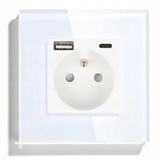 ZÁSUVKA KONTAKT s PIN USB AC nabíjačka BIELY KONTAKTY 2.1 A
