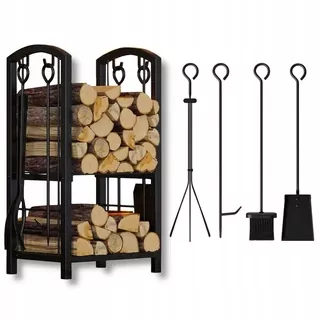 Drevený stojan WOOD BASKET) kov