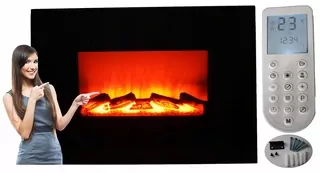 Nástenný krb s funkciou elektrického ohrevu PRO-LUX ELEKTRICKÝ KRB čierny 1800 W 66 x 46 x 11 cm