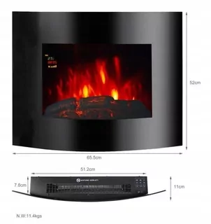 Nástenný krb s funkciou vykurovania El Fuego čierny 900 W 65,5 x 52 x 11 cm
