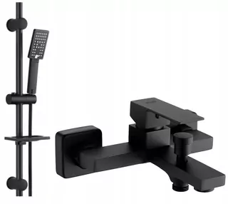 Nástenná jednopáková vaňová batéria Valvex ARS BLACK čierna + Reihe Cubic CUB-ZND-BL exponovaný sprchový set