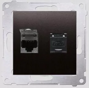 Kontakt-Simon Počítačová zásuvka SIMON54 dvojitá 2xRJ45 kat.6 s krytom antracit - D62.01/48