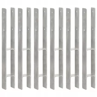 Kotvy pre stĺpy, 6 ks, strieborné, 7 × 6 × 60 cm, oceľ