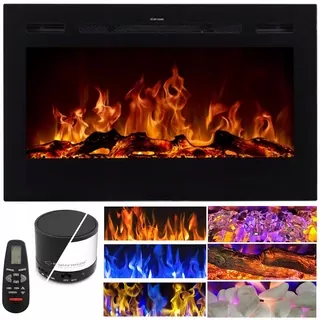 Nástenný krb s funkciou vykurovania, elektrický Aflamo čierny 1500 W 91,5 x 54,4 x 14 cm