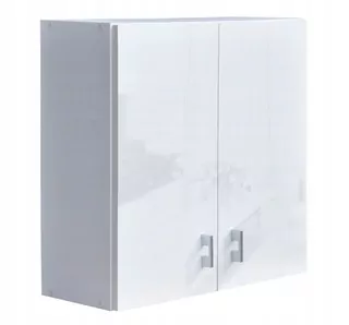 Závesná kúpeľňová skrinka Amos Furniture, biely lesk, 60 × 23,9 × 60 cm