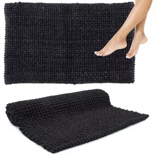 Kúpeľňová predložka umývateľná mäkká savá pletená podložka 40x60cm čierna