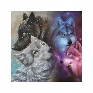 Kuchynská batéria - Bábiky vlci Diamond vyšívanie Kit Cross Stitch Home Deco