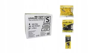 Vyrovnávacie systémy Levelize 1mm SET S1 500 klipov 1 mm + 200 klinov + 1 kliešte