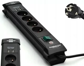 Napájací kábel Premium-Line 4 zásuvky 2xUSB 1,8 m BRENNENSTUHL