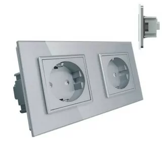 Dvojitá zásuvka pre dve krabice 2 × 230 V 16 A, v sklenenom ráme v oceľovej