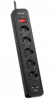 Predlžovací kábel - Prívod pás Tracer 5 slotov 2 USB 1,5m